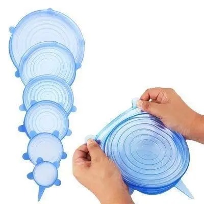 6Pcs Silicone Cover Stretch Lids for Kitchen Microwave Food Covers Bowl Caps Elastic Silicone Lid Cap Universal Adaptable Lids - Multicolor